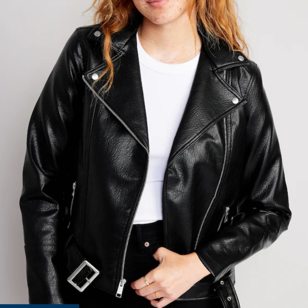 Old Navy Faux-Leather Belted Biker Jacket